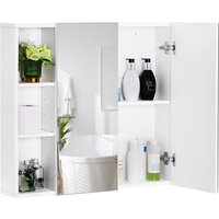 Spiegelschrank Badezimmerschrank Hängeschrank mit 2 Türen und 3 Höhenverstellbaren Ablagen Wandschrank für Badezimmer Waschraum Wohnzimmer, 70 × 65 × von YAHEETECH