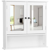 Yaheetech - Spiegelschrank Badschrank Hängeschrank mit Spiegeltür und Ablagen Badezimmerspiegel, Weiß von YAHEETECH
