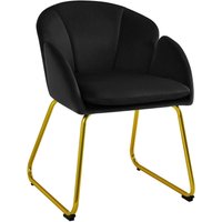 Yaheetech 1 x Gepolsterter Sessel mit Blütenblatt-Rückenlehne, Lehnstuhl mit Metallbeinen Gold, Esszimmerstuhl Polstersessel für Schminktisch, von YAHEETECH