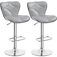 2er Barhocker-Set Höhenverstellbarer Barstühle Sitzhöhe 61 cm - 82,5 cm Sitzhocker mit Rückenlehne & Fußstütze bis 136 kg Belastbar fürs von YAHEETECH