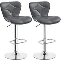 Yaheetech - 2er Barhocker-Set Höhenverstellbarer Barstühle Sitzhöhe 61 cm - 82,5 cm Sitzhocker mit Rückenlehne & Fußstütze bis 136 kg Belastbar fürs von YAHEETECH