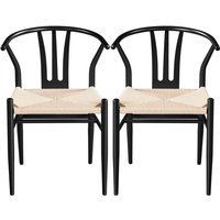 2er Esszimmerstühle Y-Stuhl Rattan Sessel mit Metallrahmen mittelalterliche Esszimmerstühle Lehnstuhl mit Gewebtem Sitz Platzsparender Y-Stuhl von YAHEETECH