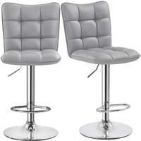 2er Set Barhocker Barstühle 360°Drehbar Küchenstühle mit Rückenlehne und Fußstütze, Barstuhl PU-Kunstleder Sitzhöhe 62,5 cm - 83 cm für die von YAHEETECH