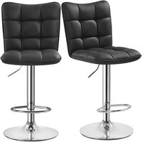 2er Set Barhocker Barstühle 360°Drehbar Küchenstühle mit Rückenlehne und Fußstütze, Barstuhl PU-Kunstleder Sitzhöhe 62,5 cm - 83 cm für die von YAHEETECH