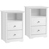 2er Set Nachtschrank Nachttisch Schlichte Nachtkommode Boxspringbett Kommodeschrank mit 2 Schubladen und Ablagefach für Schlafzimmer Holz von YAHEETECH