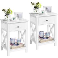 Yaheetech - 2er Set Nachttisch Holz Beistelltisch mit Schublade und Ablage Couchtisch für Wohnzimmer und Schlafzimmer, Weiß Yaheetech - 2er Set Nachttisch Holz Beistelltisch mit Schublade und Ablage Couchtisch für Wohnzimmer und Schlafzimmer, Weiß von YAHEETECH