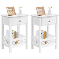2er Set Nachttisch Nachtkommode mit Korb & 1 Schublade Landhausstil Beistelltisch Telefontisch Couchtisch für Wohnzimmer/Schlafzimmer 40×30×60 cm, von YAHEETECH