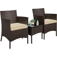 Yaheetech 3er Set Polyrattan Gartenmöbel Set Sitzgruppe Balkonmöbel 2 Stühle inkl. Tisch für Garten Balkon und Terrasse, Braun von YAHEETECH