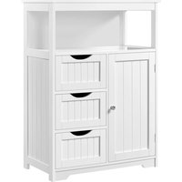 Yaheetech - Badezimmerschrank Hochschrank mit 3 Schubladen und Offenem Regal Badschrank Verstellbare Ablage Badkommode für Badezimmer, Wohnzimmer, von YAHEETECH