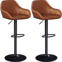 Yaheetech Barhocker 2er Set, höhenverstellbar Barstuhl, Hocker mit Rückenlehne, Tresenhocker, drehbar Bistrohocker aus Kunstleder, braun Yaheetech Barhocker 2er Set, höhenverstellbar Barstuhl, Hocker mit Rückenlehne, Tresenhocker, drehbar Bistrohocker aus Kunstleder, braun von YAHEETECH