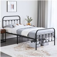 Yaheetech Bettrahmen Metallbett Bettgestell aus Metall mit Lattenrost, Modern Gästebett Jugendbett, Schwarz 90 x 190 cm von YAHEETECH