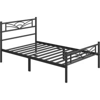 Yaheetech Bettrahmen Metallbett Gästebett Bettgestell aus Metall, Modern Jugendbett mit Lattenrost, für Schlafzimmer Gästezimmer 90 x 200 cm/Schwarz von YAHEETECH