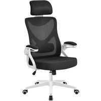 Yaheetech - Bürostuhl Ergonomisch, Schreibtischstuhl mit Hochklappbaren Armlehnen, Drehstuhl mit Rückenlehne und Verstellbarer Kopfstütze, bis 136 kg von YAHEETECH