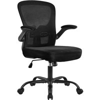Yaheetech - Bürostuhl ergonomisch, Schreibtischstuhl mit klappbaren Armlehnen, Netzbespannung, Höhenverstellbarer Computerstuhl mit Gepolstertem von YAHEETECH