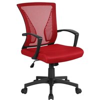 Yaheetech Bürostuhl ergonomischer Schreibtischstuhl Drehstuhl Chefsessel höhenverstellbar Sportsitz Mesh Netz Stuhl Rot von YAHEETECH