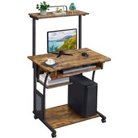 Yaheetech - Computertisch mit Regal Schreibtisch Büro pc Tisch mit Rollen Eckschreibtisch Vintage 80 x 50 x 132 cm Yaheetech - Computertisch mit Regal Schreibtisch Büro pc Tisch mit Rollen Eckschreibtisch Vintage 80 x 50 x 132 cm von YAHEETECH