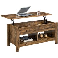 Couchtisch höhenverstellbar, Kaffeetisch, Wohnzimmertisch mit Ablagefach, Sofatisch, Beistelltisch, Teetisch aus Holz, Rostbraun - Braun - Yaheetech von YAHEETECH