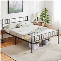 Einzelbettgestell/Doppelbettgestell Klassisch Metallbett Bettrahmen Bett Schlafzimmerbett Lattenrost Ehebett Schlafzimmermöbel Schwarz 135 x 190 cm von YAHEETECH