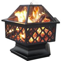 Yaheetech - Feuerstelle Garten, ø 61cm, Feuerkorb, sechseckige Feuerschale, Feuerschale für Außenterrasse Hinterhof Campinggarten, Firepit Terrasse, von YAHEETECH