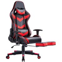 Yaheetech - Gaming Stuhl Racing Stuhl Ergonomischer Drehstuhl Höhenverstellbarer Schreibtischstuhl mit Fußstütze Hohe Rückenlehne mit einstellbaren von YAHEETECH