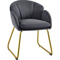 Yaheetech - Gepolsterter Sessel mit Blütenblatt-Rückenlehne, Lehnstuhl mit Metallbeinen Gold, Esszimmerstuhl Polstersessel für Schminktisch, von YAHEETECH