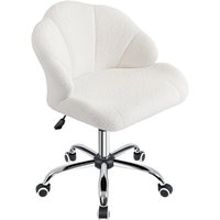 Yaheetech - Homeoffice Stuhl, Schminkstuhl, Schreibtischstuhl höhenverstellbar Drehstuhl, Bürosessel in Muschelform, Bürostuhl mit Rollen, Samtstuhl von YAHEETECH