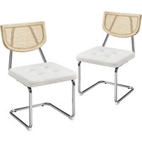 Yaheetech Küchenstuhl 2er Set Esszimmerstühle Rückenlehne aus Rattan Schwingstuhl aus Bouclé-Gewebe Polsterstuhl fürs Yaheetech Küchenstuhl 2er Set Esszimmerstühle Rückenlehne aus Rattan Schwingstuhl aus Bouclé-Gewebe Polsterstuhl fürs von YAHEETECH