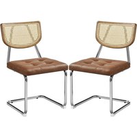 Yaheetech - Küchenstuhl 2er Set Esszimmerstühle Rückenlehne aus Rattan Schwingstuhl aus Kunstleder Polsterstuhl fürs Yaheetech - Küchenstuhl 2er Set Esszimmerstühle Rückenlehne aus Rattan Schwingstuhl aus Kunstleder Polsterstuhl fürs von YAHEETECH