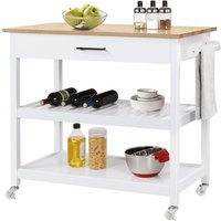 Yaheetech - Küchenwagen Servierwagen mit 2 Ebenen und Schubladen Rollwagen Küchenregal Sideboard von YAHEETECH