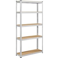 Lagerregal 90x30x180cm, Schwerlastregal mit verstellbaren MDF-Böden, Organizer Regale für Garage, Wohnzimmer, Küche, Kellerraum 90x30x180cm/silbern von YAHEETECH