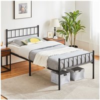 Metallbett Metallrahmenbett Gästebett, Einzelbett/Doppelbett, Modern Bettgestelle Bettrahmen Jugendbett mit Lattenrost für Schlafzimmer Gästezimmer von YAHEETECH