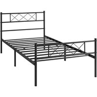 Modern Metallbett Bettgestelle mit Lattenrost, Doppelbett/Einzelbett, Bettrahmen mit Kopfteil, Gästebett Jugendbett für Schlafzimmer Gästezimmer von YAHEETECH