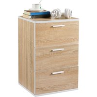 Nachtschrank Kommode Boxspringbett, Nachttisch Nachtkommode 59cm hoch, Schubladen mit Griff - Hellbraun - Yaheetech von YAHEETECH