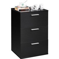 Nachtschrank Kommode mit 3 Schubladen, Nachttisch Schrank in schwarz, Nachtkommode 40cm x 39cm x 59cm lbh - Schwarz - Yaheetech von YAHEETECH