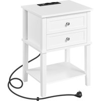 Yaheetech Nachtschrank Nachttisch mit Steckdose & USB-Anschlüsse Beistelltisch mit 2 Schubladen und offener Ablage Holz Sofatisch Nachtkommode für von YAHEETECH
