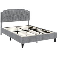 Yaheetech - Polsterbett Doppelbett 140 × 200 cm Stoffbett Bettgestell Gepolstertes Bett mit höhenverstellbarem Kopfteil Bettrahmen mit Lattenrost, Yaheetech - Polsterbett Doppelbett 140 × 200 cm Stoffbett Bettgestell Gepolstertes Bett mit höhenverstellbarem Kopfteil Bettrahmen mit Lattenrost, von YAHEETECH