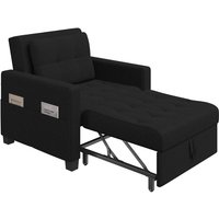 Schlafsessel mit Bettfunktion 3-in-1 Ausziehbares Schlafsofa Umwandelbarer Stuhl Bett Verstellbarer Einzelsessel mit Seitentasche, für kleinen Raum, von YAHEETECH