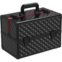 Schminkkoffer schwarz Kosmetikkoffer Alu Werkzeugkoffer Nagel Koffer Beauty Case 34,7 x 22,2 x 25 cm - Yaheetech von YAHEETECH