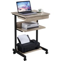 Yaheetech - Schreibtisch, Computertisch auf Rollen, Bürotisch mit Tastaturablage und offenem Fach, Industrie-Design, 56 x 51 x 79 cm, für Homeoffice, von YAHEETECH