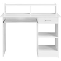 Yaheetech Schreibtisch Computertisch mit Ablage Bürotisch PC-Tisch Tisch für Home Office 106 x 50 x 94 cm, Weiß von YAHEETECH