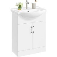 Yaheetech Waschbeckenunterschrank Badezimmerschrank Unterschrank mit Waschbecken Badmöbel 2er Set Badschrank Standschrank mit 2 Türen von YAHEETECH