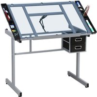 Yaheetech Zeichentisch höhenverstellbarer Schreibtisch mit Kippbarer Tischplatte Architektentisch 2 Schubladen für Architekten/Künstler/Maler von YAHEETECH