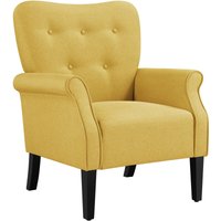Yaheetech - moderner Ohrensessel Holzbeine Sessel Polstersessel Fernsehsessel mit Armlehnen Einzelsofa Sitzkomfort, gelb von YAHEETECH