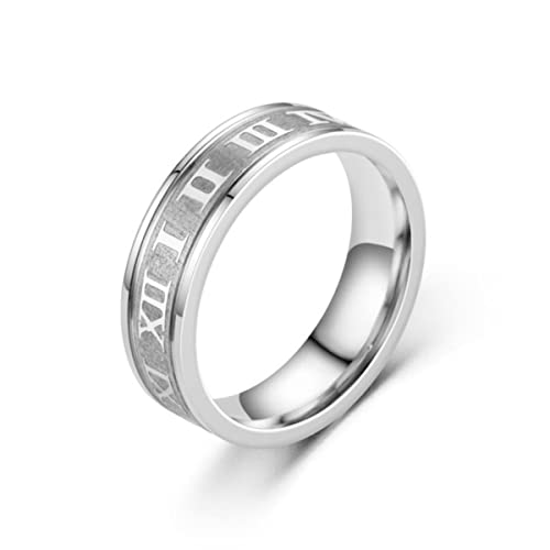 YAHOYA 316L Edelstahl Hochzeit 6mm Römische Zahlen Ring Gold Schwarz Cool Punk Ringe für Männer Frauen Mode Schmuck von YAHOYA