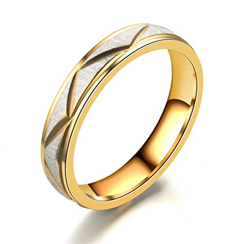 YAHOYA 4 / 6MM Gold Titan Edelstahl Ring für Männer Frauen Eheringe Trendige Groove Ringe Schmuck USA Größe von YAHOYA