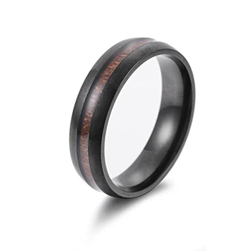 6mm Edelstahl Ring Echt Braun Koa Holz Intarsien Hochglanz Sieb Ehering Männer Frauen von YAHOYA