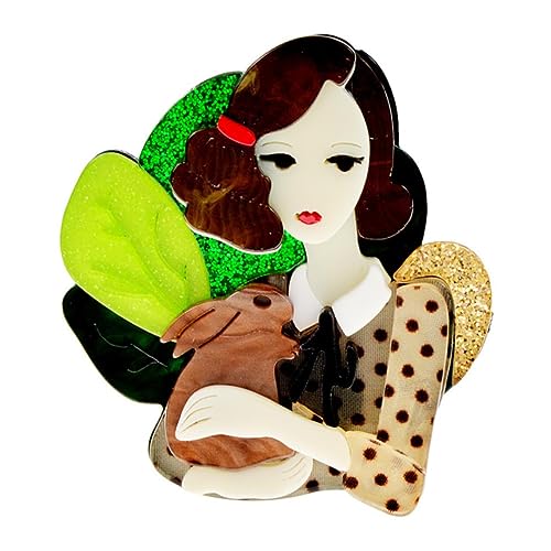 YAHOYA Acryl Großer Eleganter Hut Dame Broschen für Frauen 2-farbig Moderne Mädchen Figur Party Büro Brosche Anstecknadel Geschenke Vintage Accessoires von YAHOYA