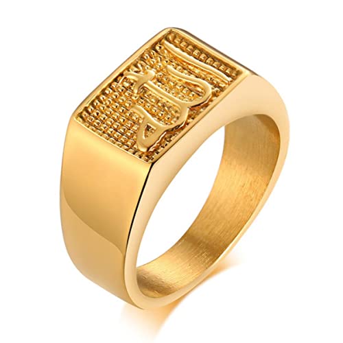 YAHOYA Allah Square Top Ring für Männer Goldton Edelstahl Siegelringe Stilvolle Casual Brief Stempel Anel Quadrat YAHOYA Allah Square Top Ring für Männer Goldton Edelstahl Siegelringe Stilvolle Casual Brief Stempel Anel Quadrat von YAHOYA