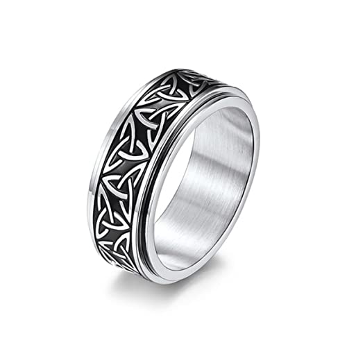 YAHOYA Drehen Drehen Angst Fidget Ringe Homme Titan Stahl Ring Für Männer Frauen Keltische Knoten Paar Spinning Spinner Ring Geschenk von YAHOYA