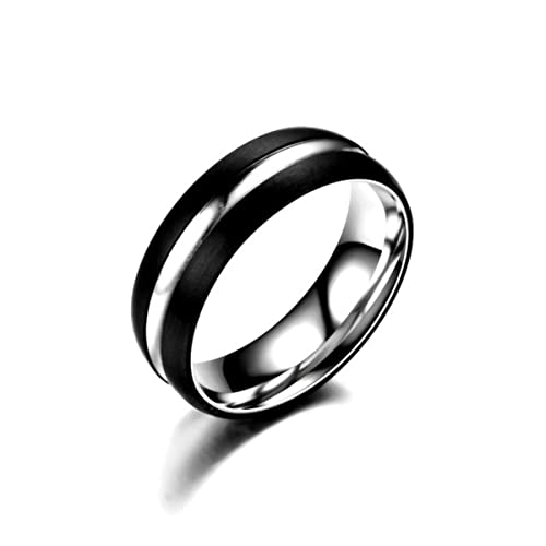 YAHOYA Edelstahl Ringe Klassische Eheringe für Frauen Männer Schwarz & Silber Farbe Ringe Paar Schmuck Versprechen Band YAHOYA Edelstahl Ringe Klassische Eheringe für Frauen Männer Schwarz & Silber Farbe Ringe Paar Schmuck Versprechen Band von YAHOYA